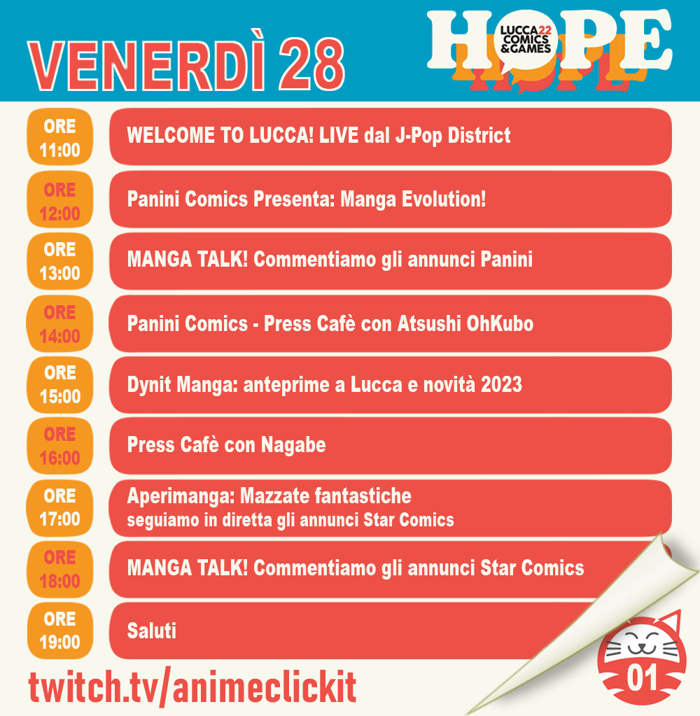 Programma Twitch AnimeClick al Lucca Comics 2022